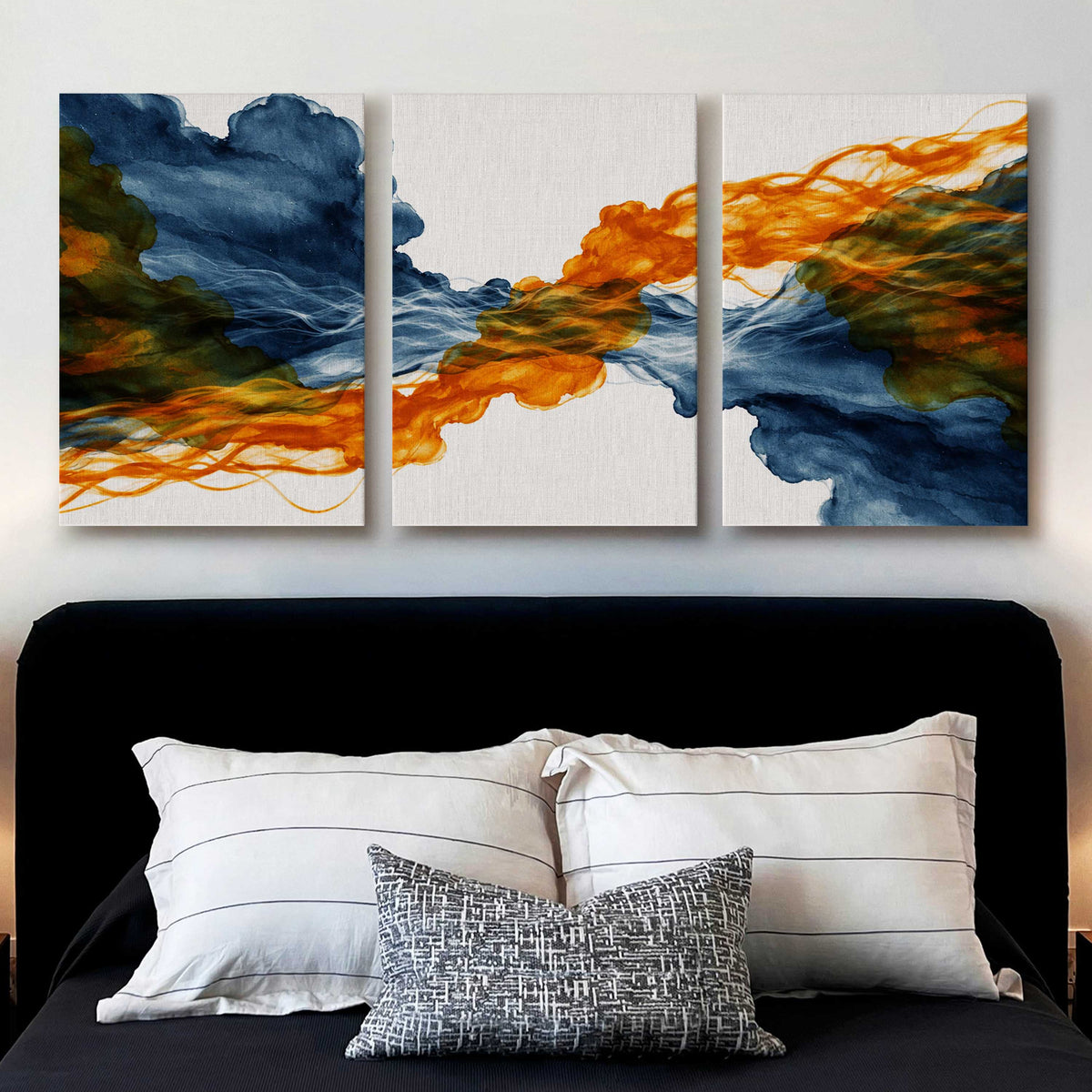 Abstract Ink Flow Gallery Wall Canvas Artwork Set of 3 - 18 x 24 Inches – Asha Art Studio