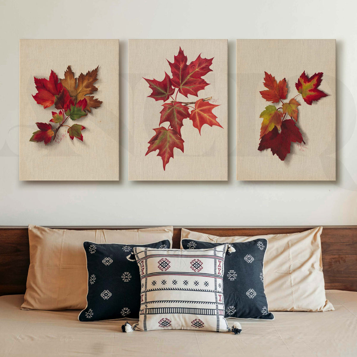 Autumn Maple Leaf Gallery Wall Artwork Set of 3 – Asha Art Studio