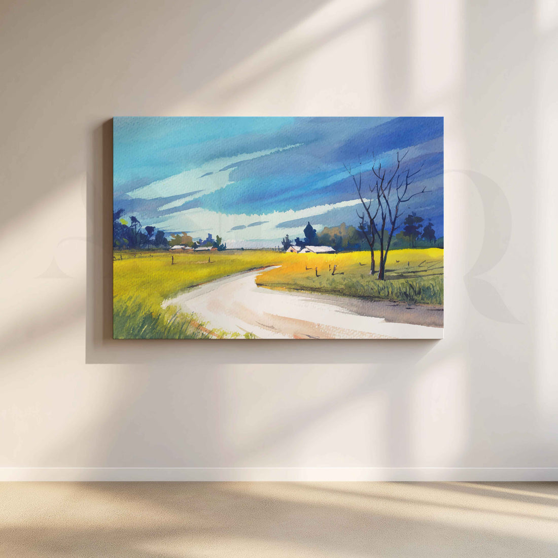 Countryside Road Landscape Canvas Artwork – Asha Art Studio