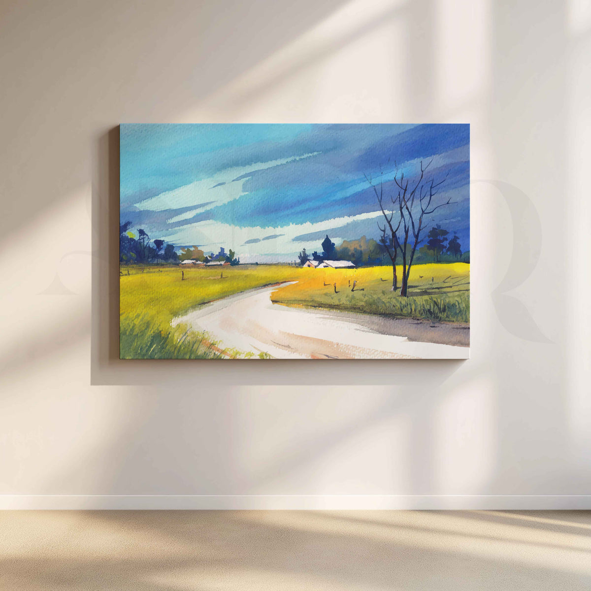 Countryside Road Landscape Canvas Artwork – Asha Art Studio