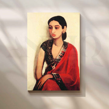 Seated Woman 1922 by Amrita Sher-Gil Canvas Artwork – Asha Art Studio