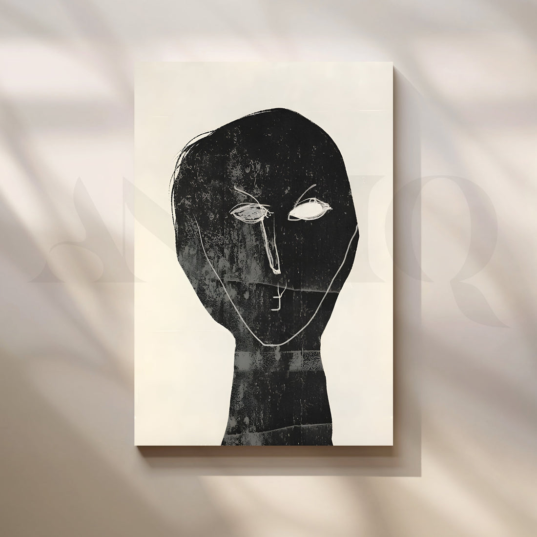 Black Abstract Face Canvas Artwork – Asha Art Studio