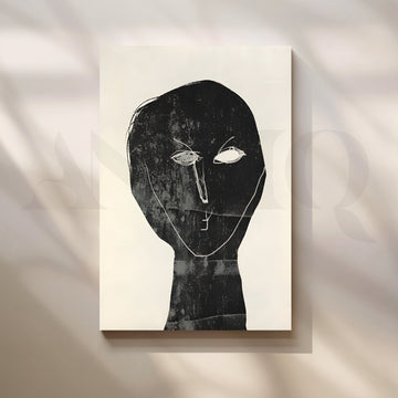 Black Abstract Face Canvas Artwork – Asha Art Studio