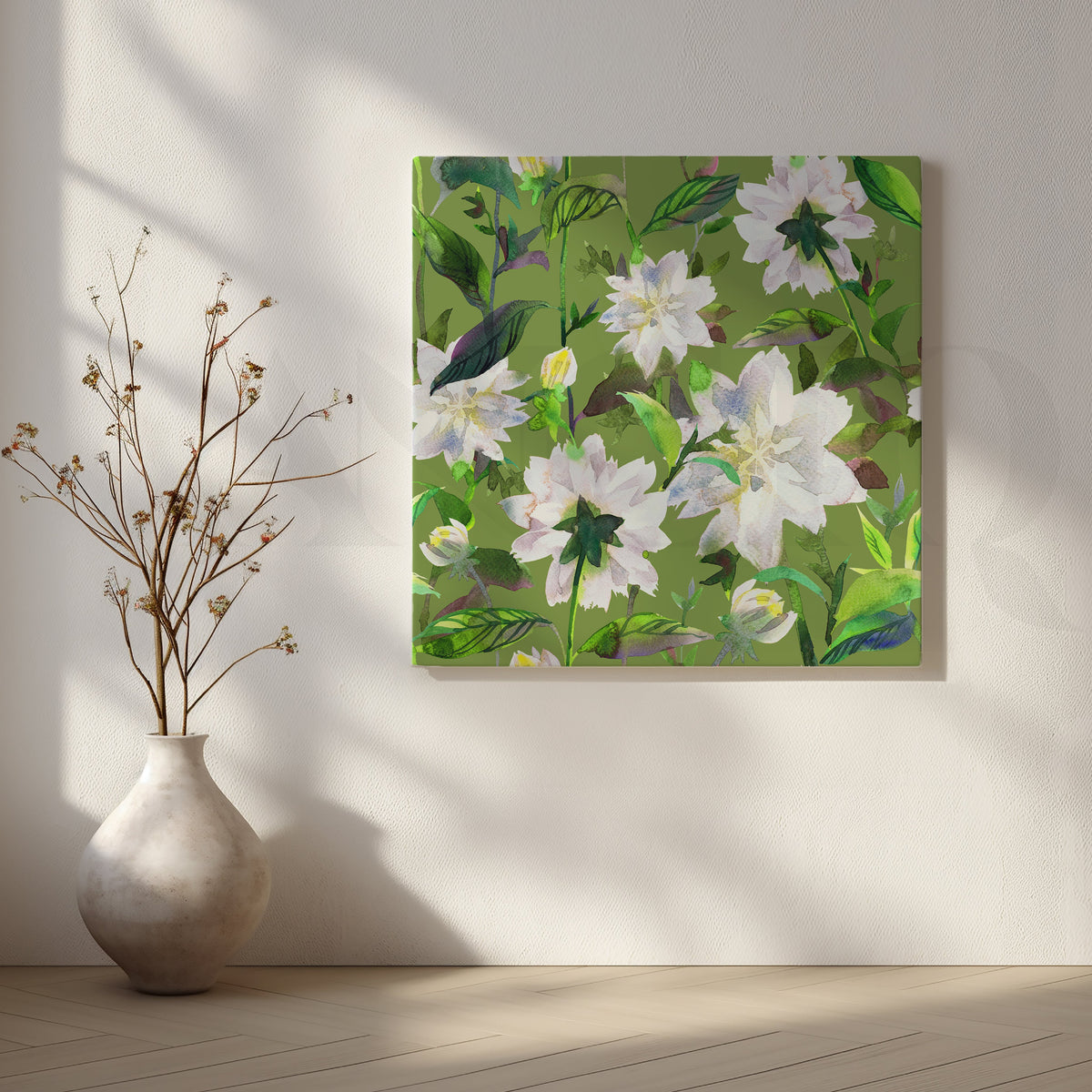 Delicate White Blossoms Artwork – Asha Art Studio