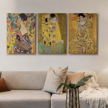 Golden Portrait Gallery Wall Canvas Artwork Set of 3 - 18 x 24 Inches – Asha Art Studio