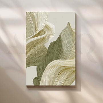 Olive and Ivory Organic Abstract Canvas Artwork – Asha Art Studio