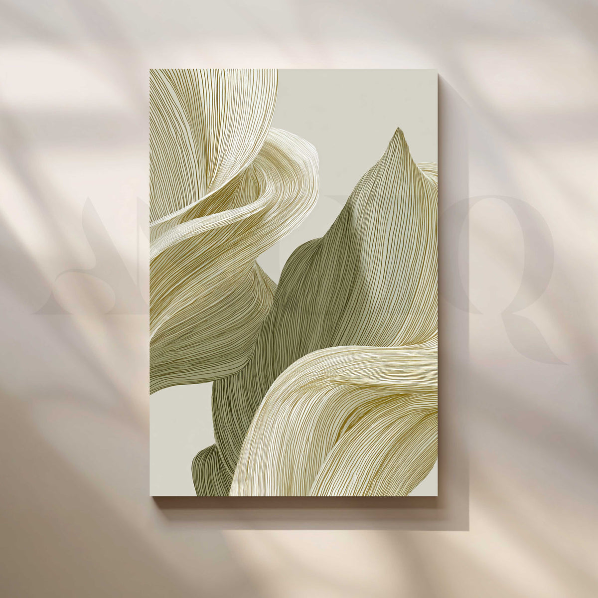 Olive and Ivory Organic Abstract Canvas Artwork – Asha Art Studio