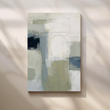 Soft Sage and Blue Abstract Canvas Artwork – Asha Art Studio