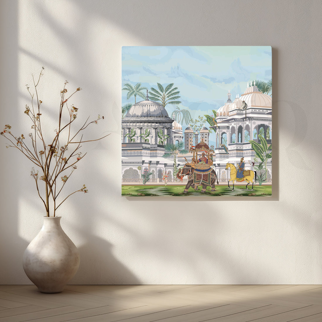 Verdant Palm Trees Canvas Artwork – Asha Art Studio