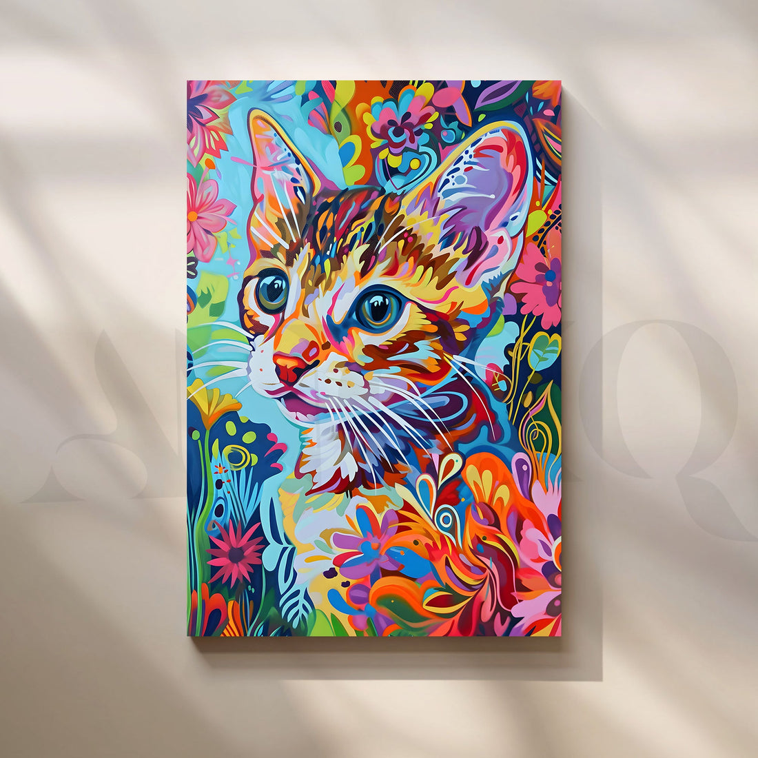 Colorful Cat Pop Art Canvas Artwork (Ready to Ship) – Asha Art Studio