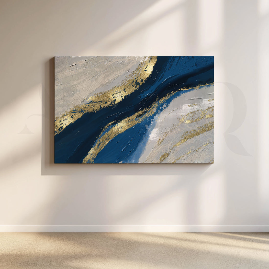 Symphony in Blue and Gold Canvas Artwork – Asha Art Studio