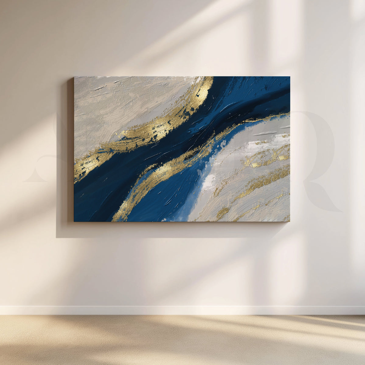 Symphony in Blue and Gold Canvas Artwork – Asha Art Studio