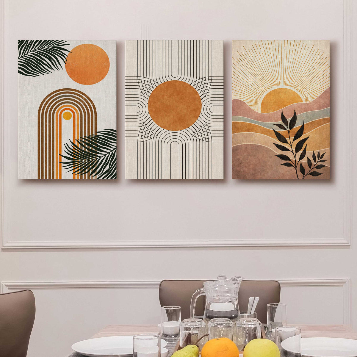 Boho Sun Arch Gallery Wall Canvas Set of 3 - 18 x 24 Inches – Asha Art Studio