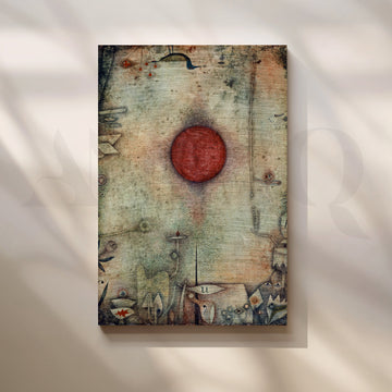 Surreal Red Sun Abstract Canvas Artwork – Asha Art Studio