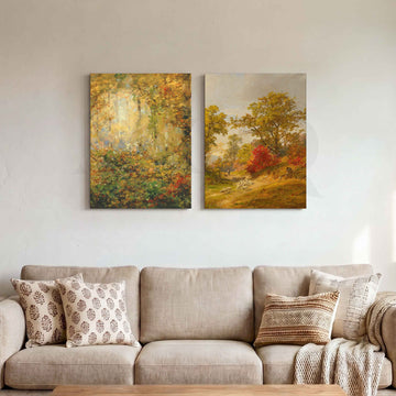 Woodland Pastoral Landscape Gallery Wall Artwork Set of 2 – Asha Art Studio
