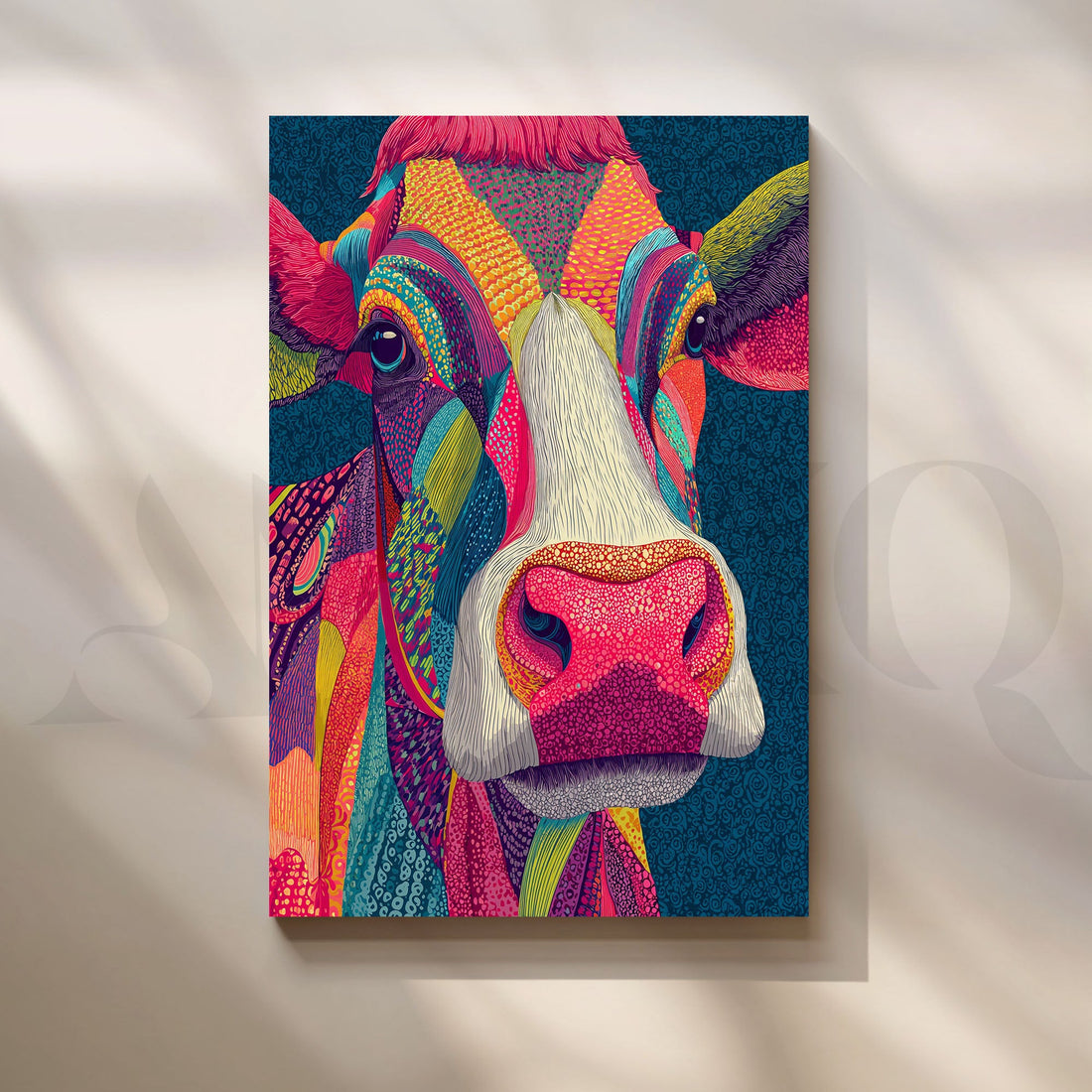 Colorful Cow Pop Art Canvas Artwork (Ready to Ship) – Asha Art Studio