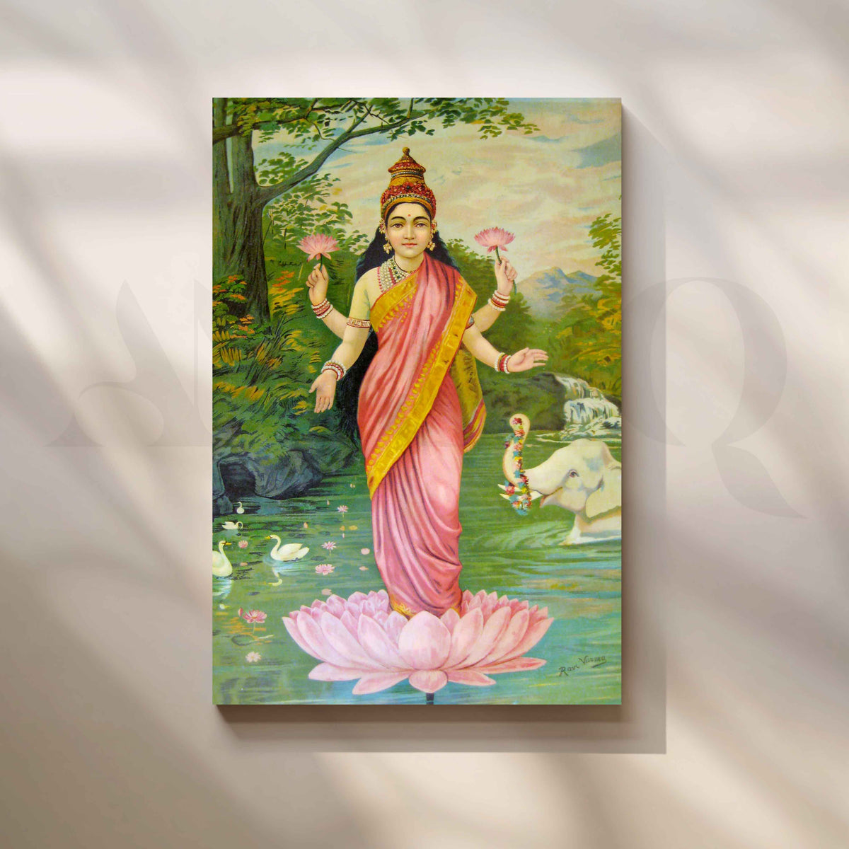 Goddess Lakshmi by Raja Ravi Varma Canvas Artwork – Asha Art Studio