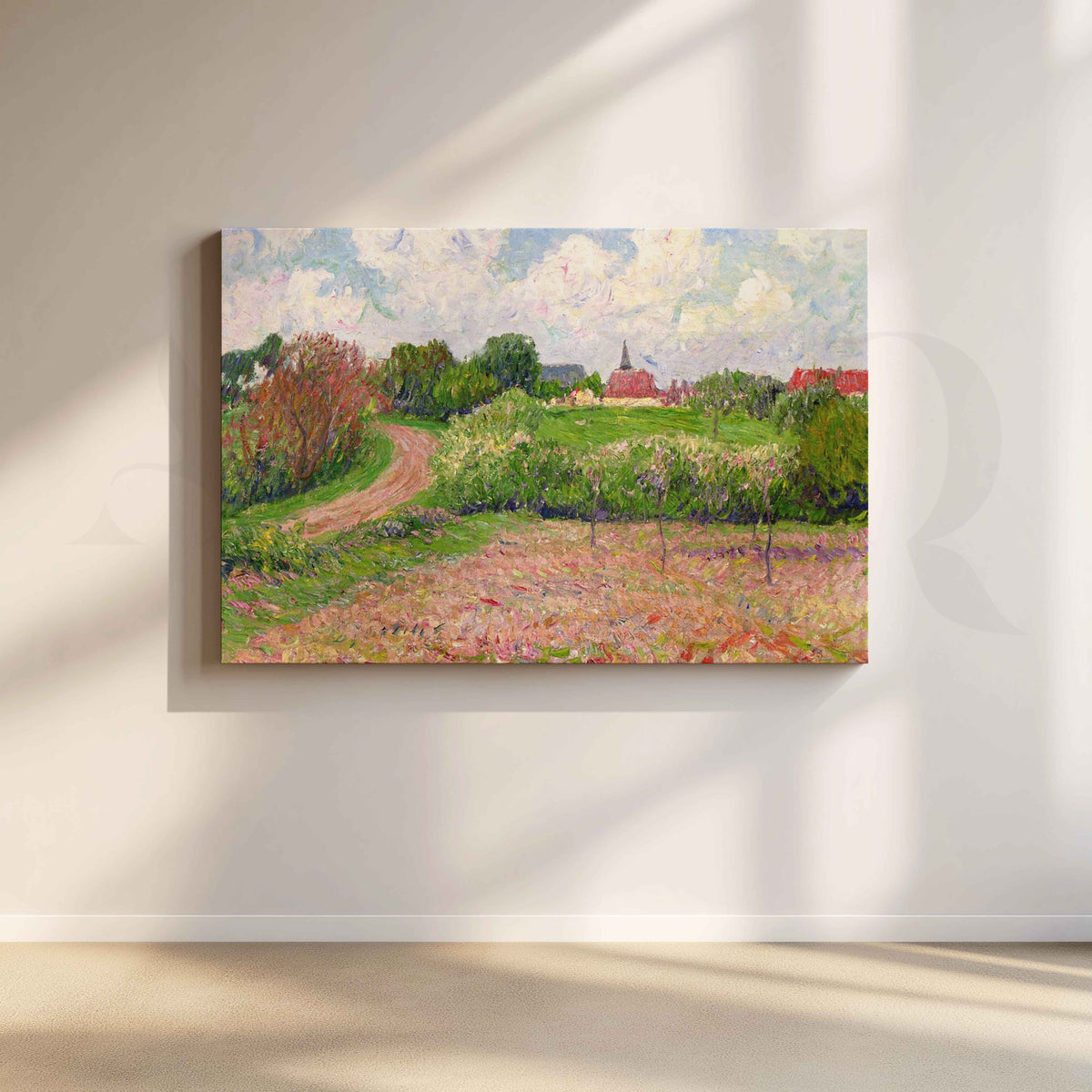 Blooming Countryside Landscape Canvas Artwork – Asha Art Studio