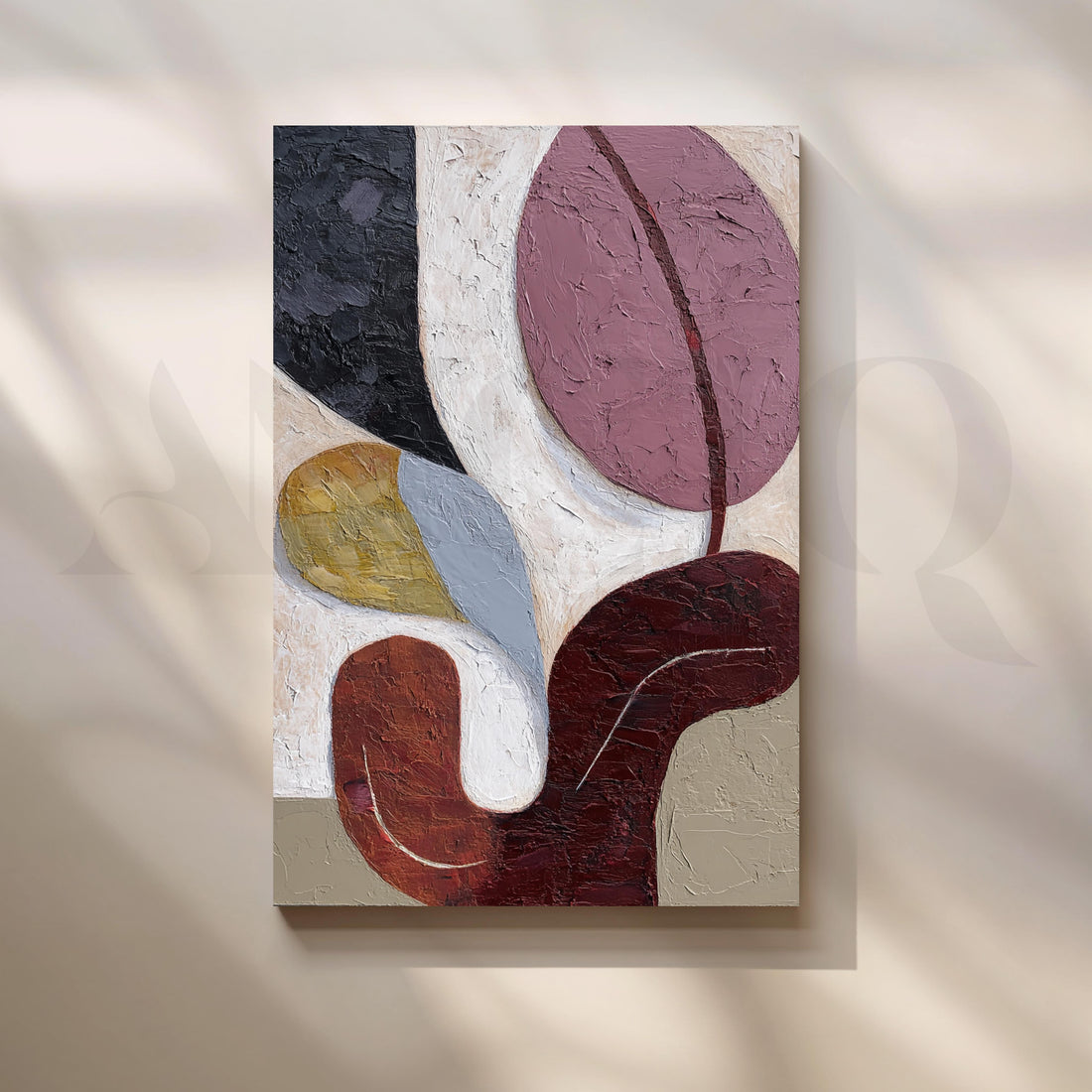 Textured Burgundy and Mauve Abstract Canvas Artwork – Asha Art Studio