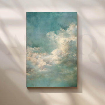 Ethereal Blue Cloudscape Abstract Canvas Artwork – Asha Art Studio