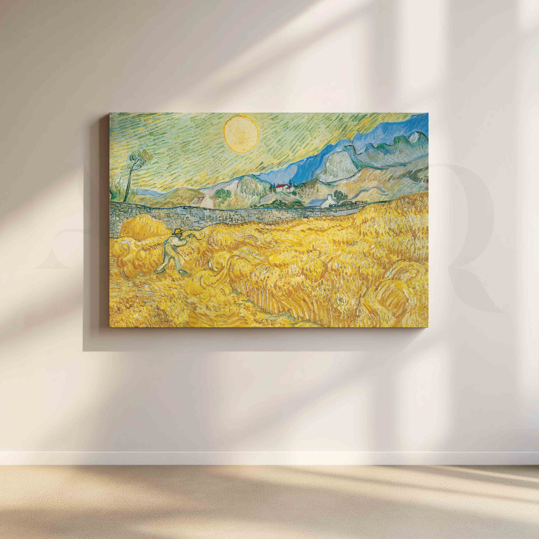 Golden Wheat Field Under the Sun Post-Impressionist Canvas Artwork – Asha Art Studio