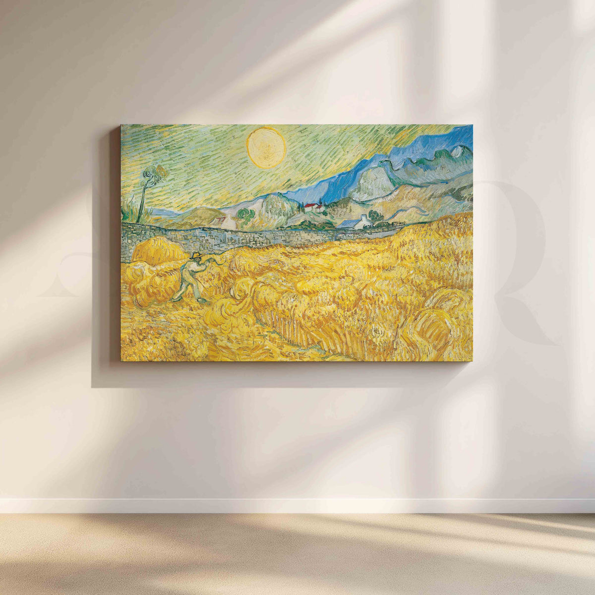 Golden Wheat Field Under the Sun Post-Impressionist Canvas Artwork – Asha Art Studio