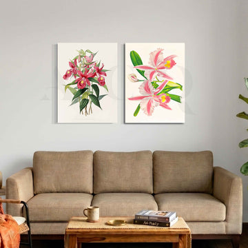 Pink Orchid Botanical Gallery Wall Artwork Set of 2 – Asha Art Studio