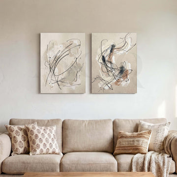 Minimal Line Abstract Gallery Wall Set of 2 – Asha Art Studio