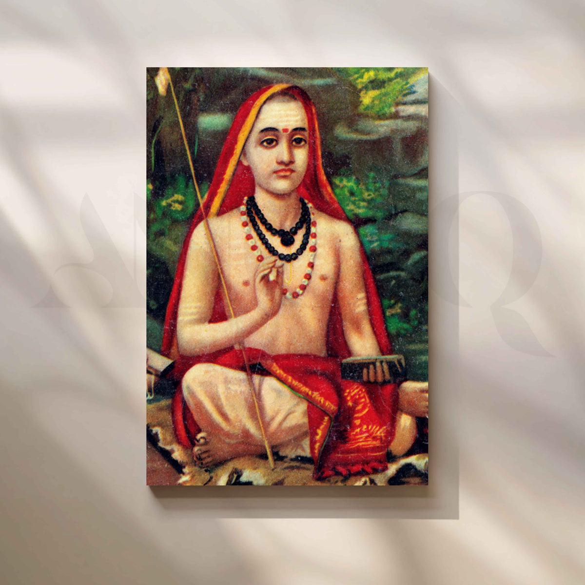 Adi Shankaracharya Seated Canvas Artwork – Asha Art Studio