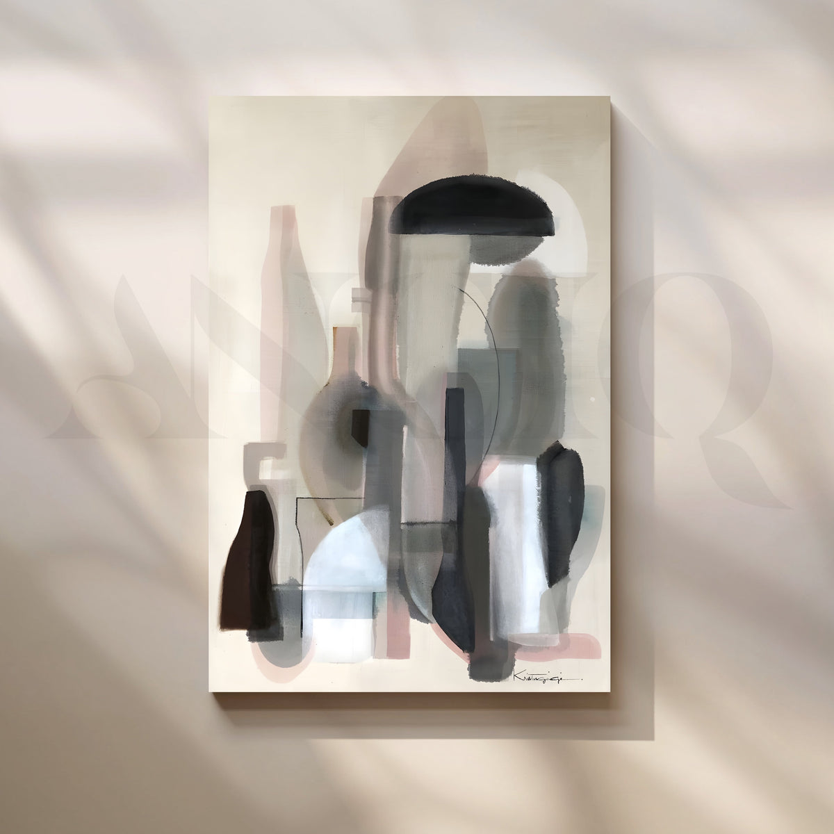 Muted Neutral Geometric Canvas Artwork – Asha Art Studio