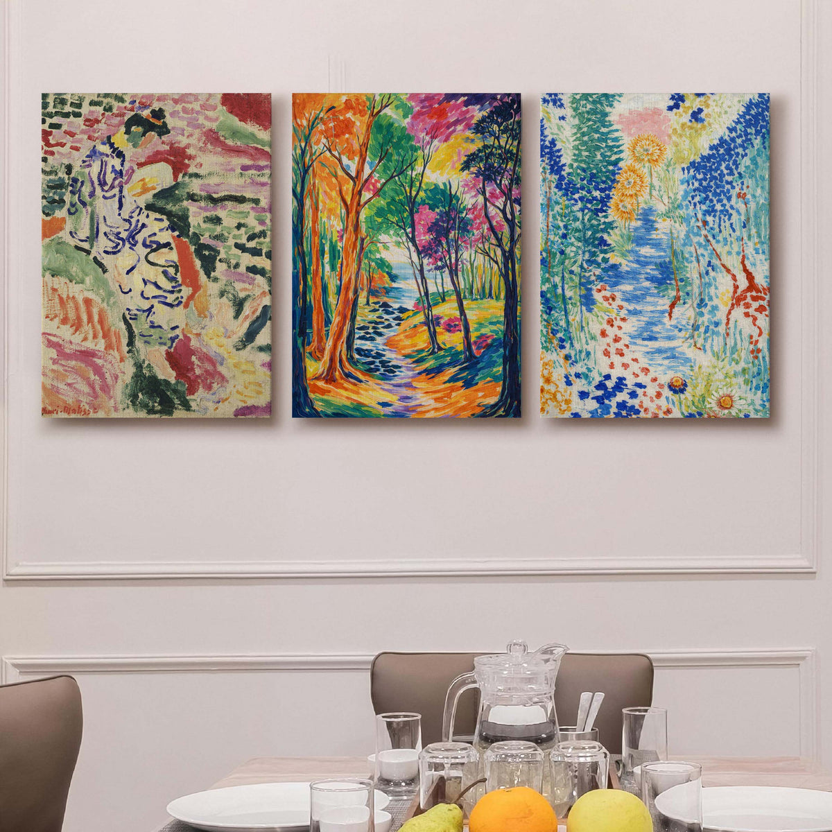 Colourful Impressionist Garden Gallery Wall Set of 3 - 18 x 24 Inches – Asha Art Studio