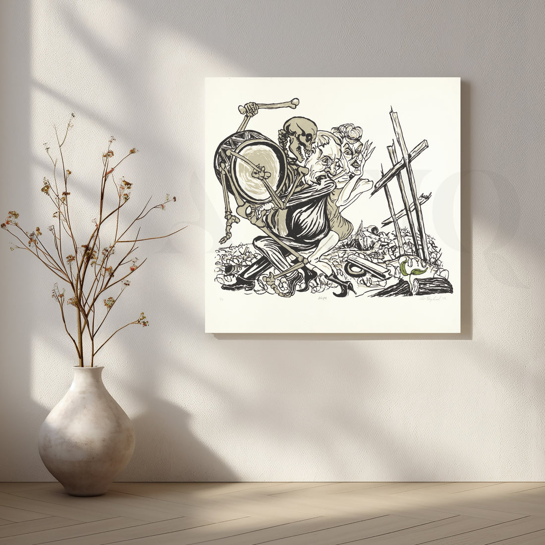 Skeleton Dance of Society Canvas Artwork – Asha Art Studio