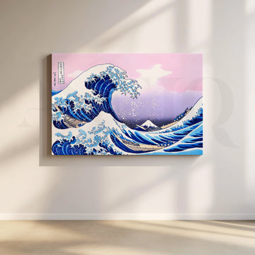 Pastel Great Wave Canvas Artwork – Asha Art Studio