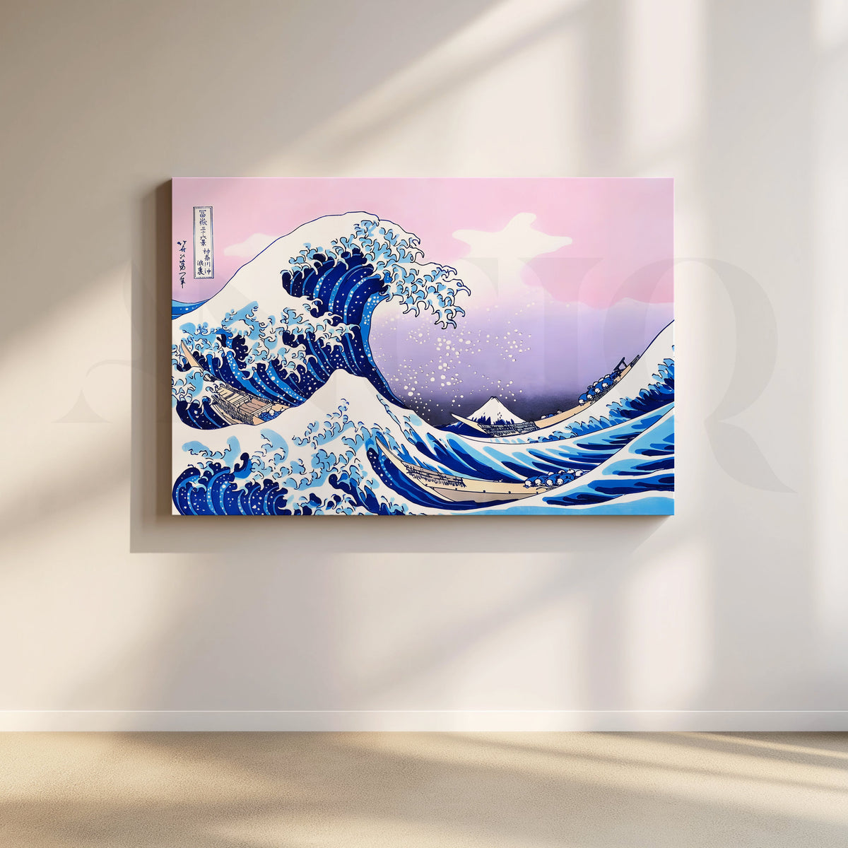 Pastel Great Wave Canvas Artwork – Asha Art Studio