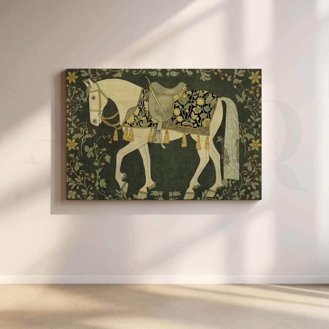 Vintage Floral Horse Canvas Artwork – Asha Art Studio
