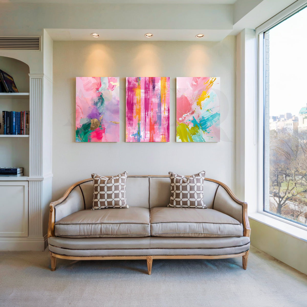 Candy Cloud Abstracts Gallery Wall – Set of 3 Artworks – Asha Art Studio
