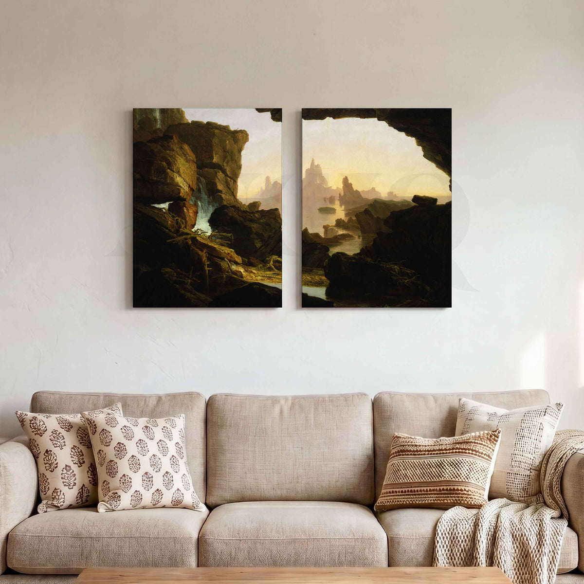 Dramatic Rocky Seascape Gallery Wall Artwork Set of 2 – Asha Art Studio