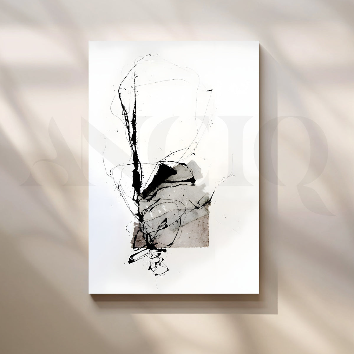 Black Ink Abstract Canvas Artwork – Asha Art Studio