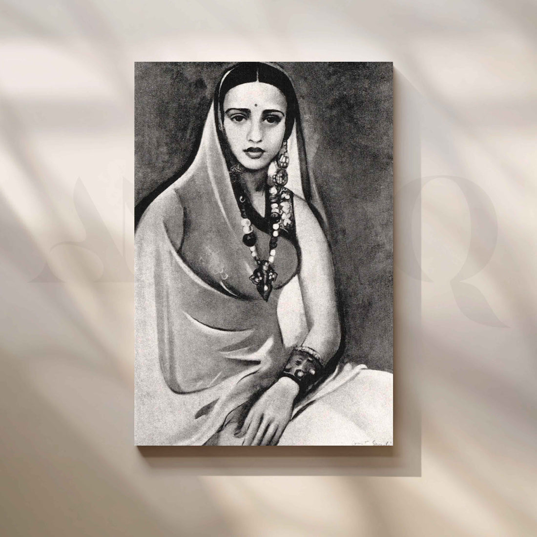 Amrita Sher-Gil in Graceful Sari Canvas Artwork – Asha Art Studio