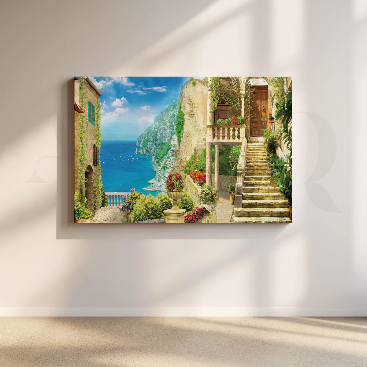 Coastal Symphony of Land and Sea Canvas Artwork – Asha Art Studio