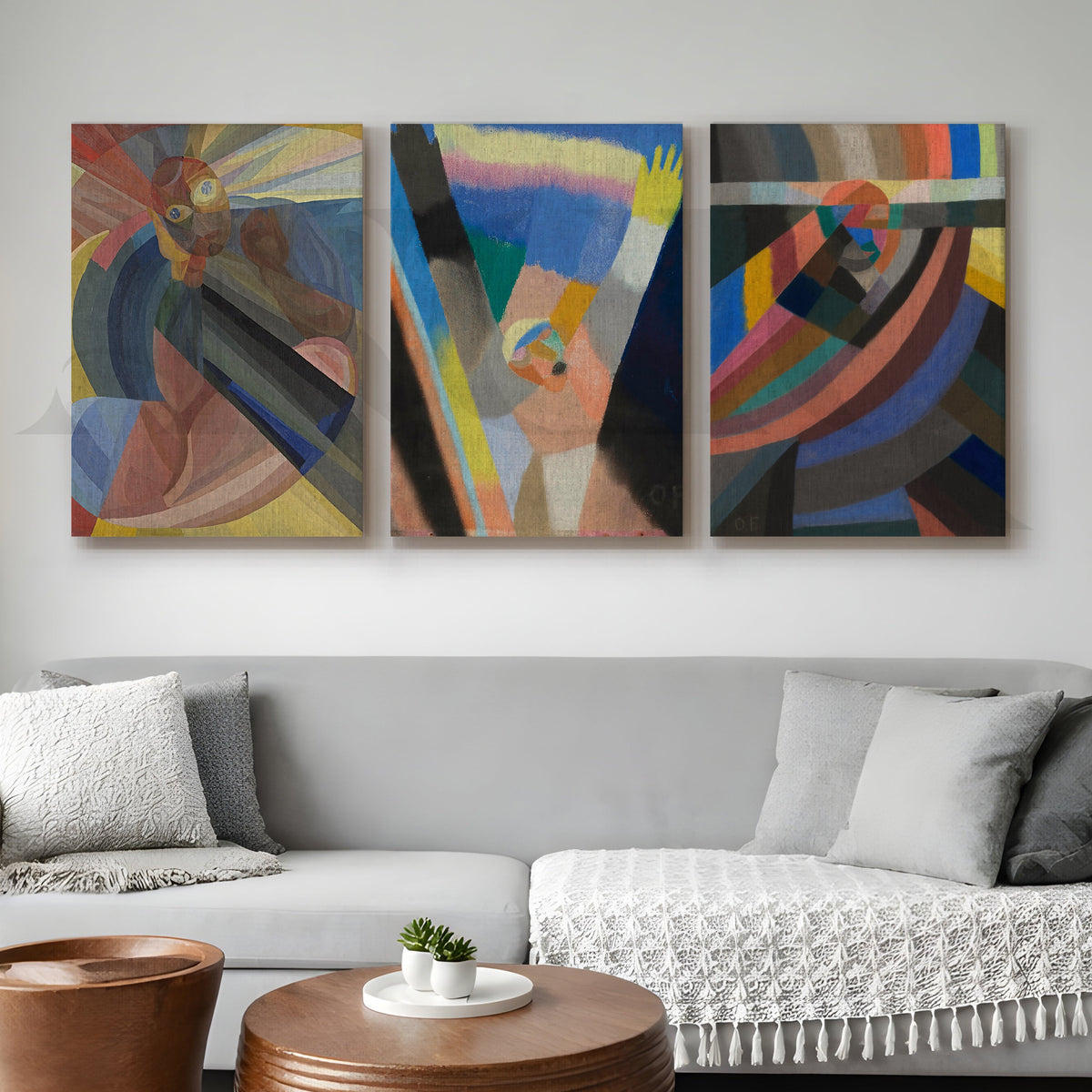 Color Spectrum Abstract Gallery Wall – Set of 3 Expressionist Artworks - 18 x 24 Inches – Asha Art Studio