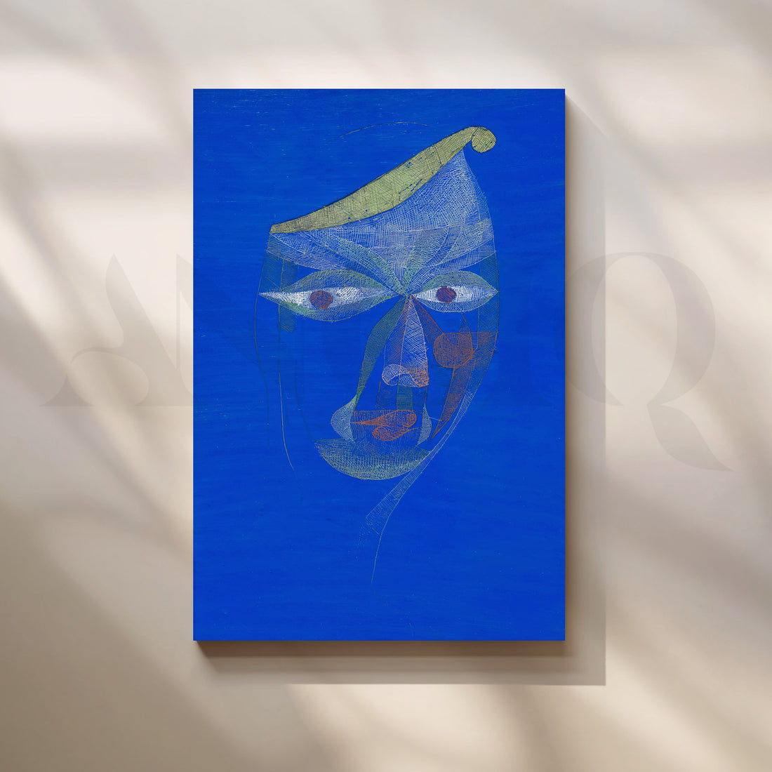 Bold Blue Abstract Face Canvas Artwork – Asha Art Studio
