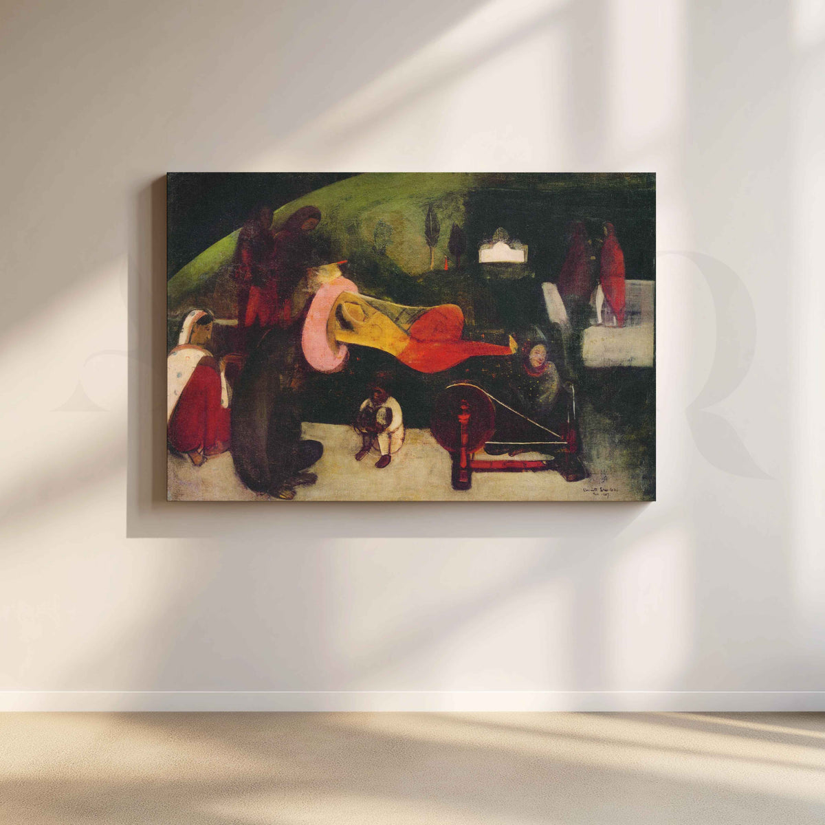 Siesta by Amrita Sher-Gil Canvas Artwork – Asha Art Studio