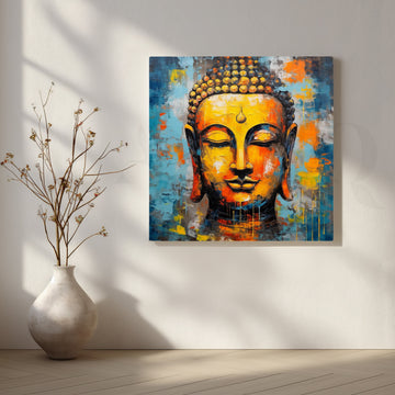 Vivid Buddha Portrait Canvas Artwork – Asha Art Studio