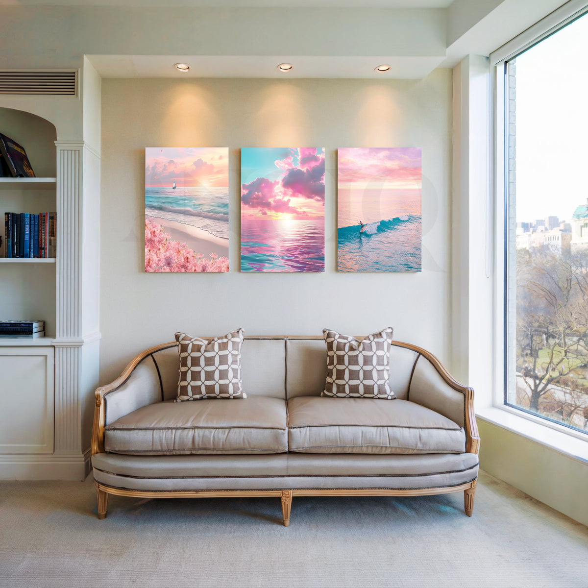 Pastel Sunset Shores Gallery Wall – Set of 3 Artworks – Asha Art Studio
