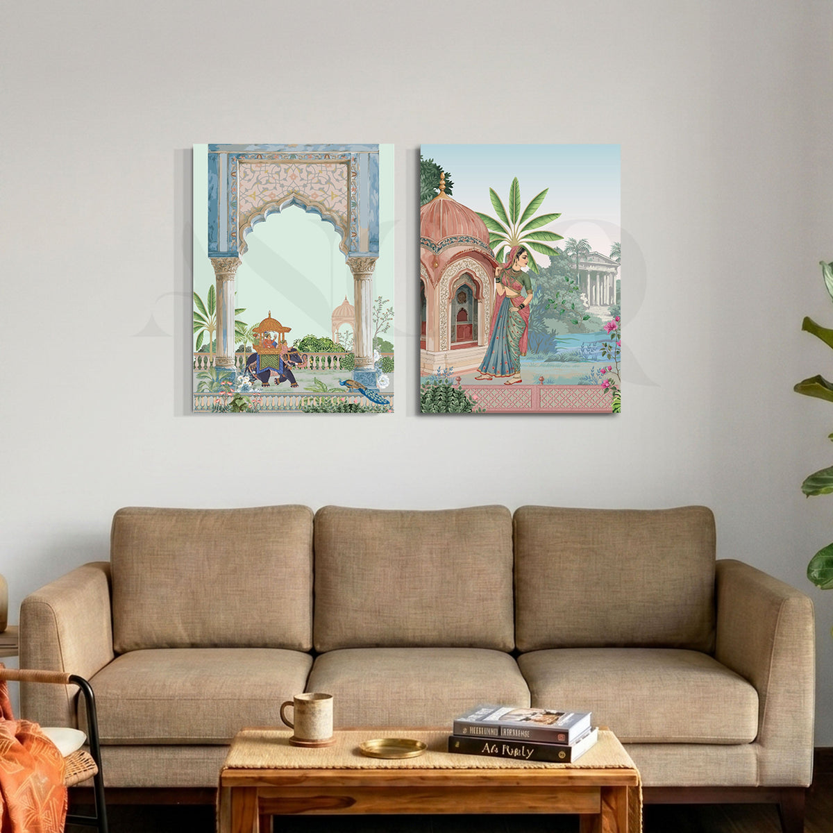 Royal Indian Heritage Gallery Wall Canvas Artwork Set of 2 – Asha Art Studio