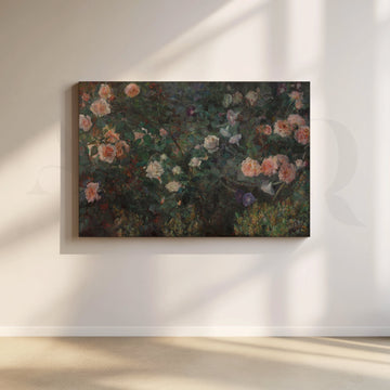 Moody Rose Garden Floral Canvas Artwork – Asha Art Studio