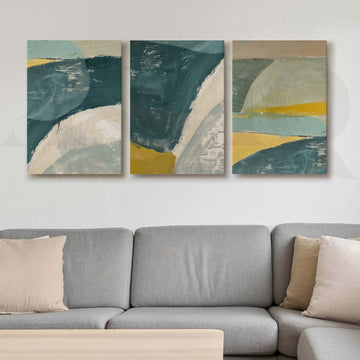 Teal Horizon Abstract Gallery Wall Artwork Set of 3 – Asha Art Studio