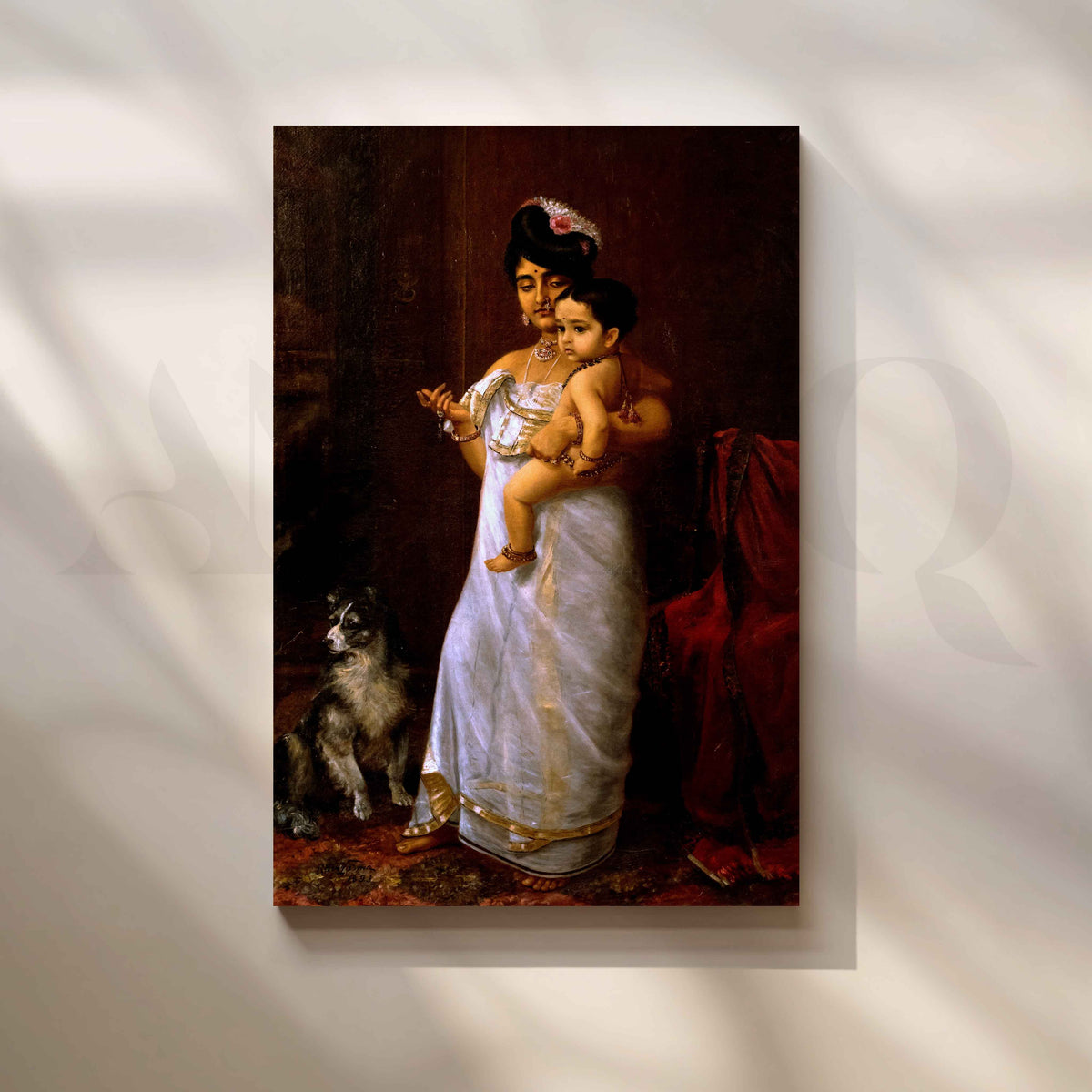 Raja Ravi Varma’s There Comes Papa Canvas Artwork – Asha Art Studio