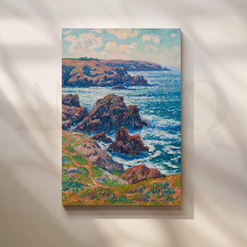 Henri Moret Rocky Coastal Seascape Canvas Artwork – Asha Art Studio